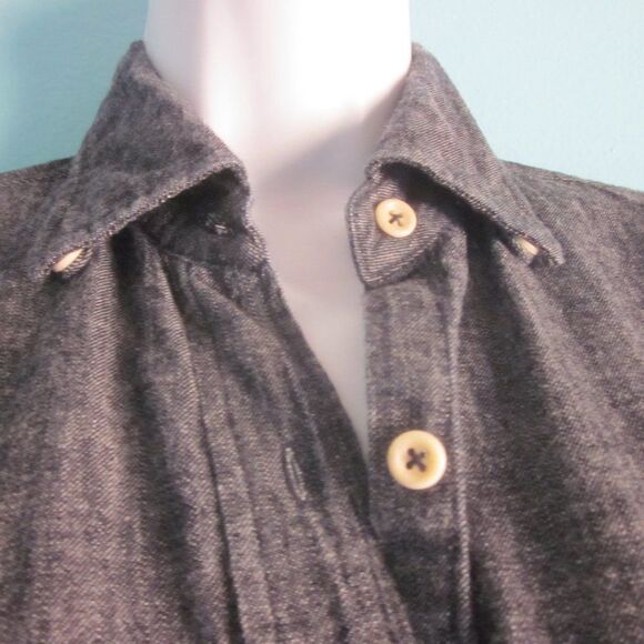Brooklyn Tailors Womens Size L Custom Made Dark Blue Denim Fitted Shirt 42" Bust - Picture 10 of 12